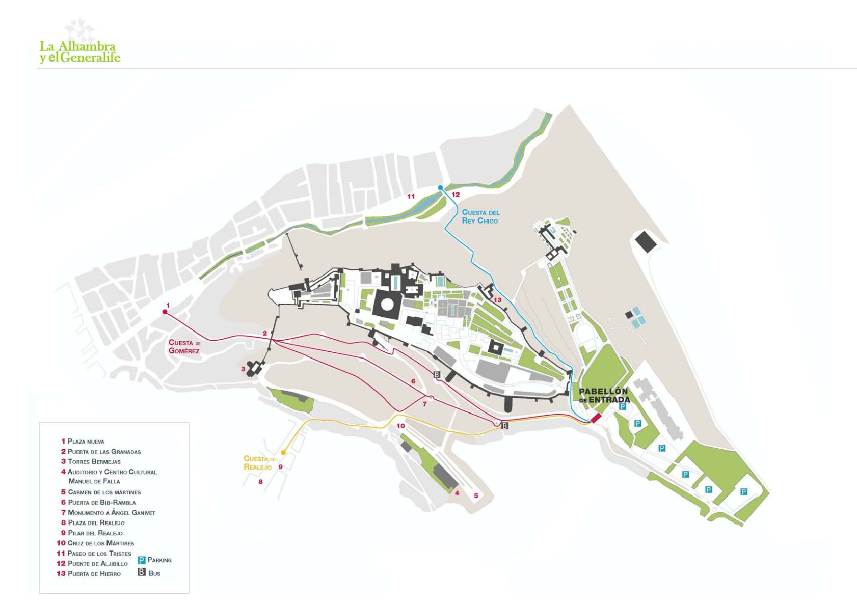 Mapa de acceso a la alhambra